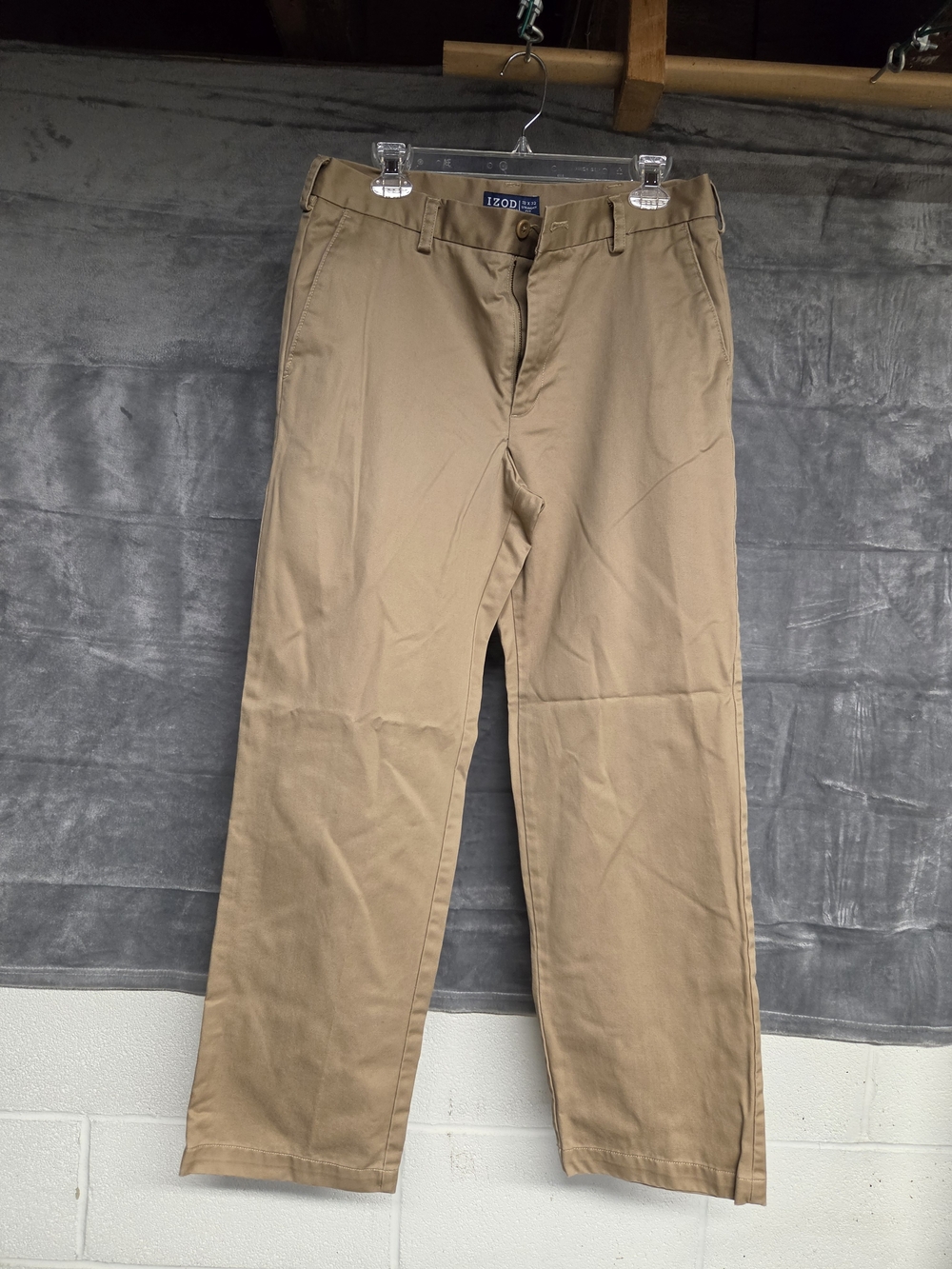 Izod Men's Tan Chino Pants - Classic Straight Leg, 32×32